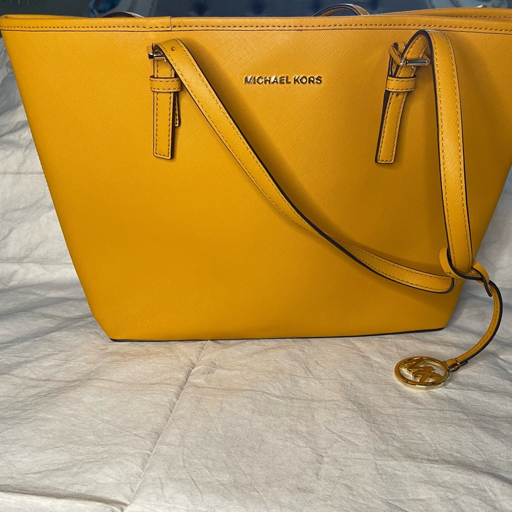 Michael Kors mustard yellow laptop bag